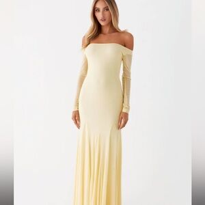 Yellow off shoulder dress